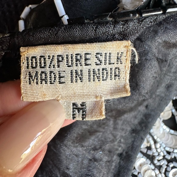 Vintage Cache (Gold tag) fully beaded & sequins black & white gown Size Medium - Picture 7 of 8